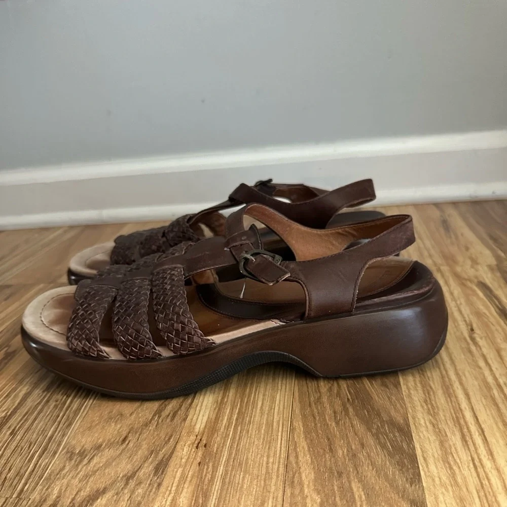 Dansko Womens Eu 42 Us 11.5 Brown Braided Leather Fisherman Sandals Clogs Brazil